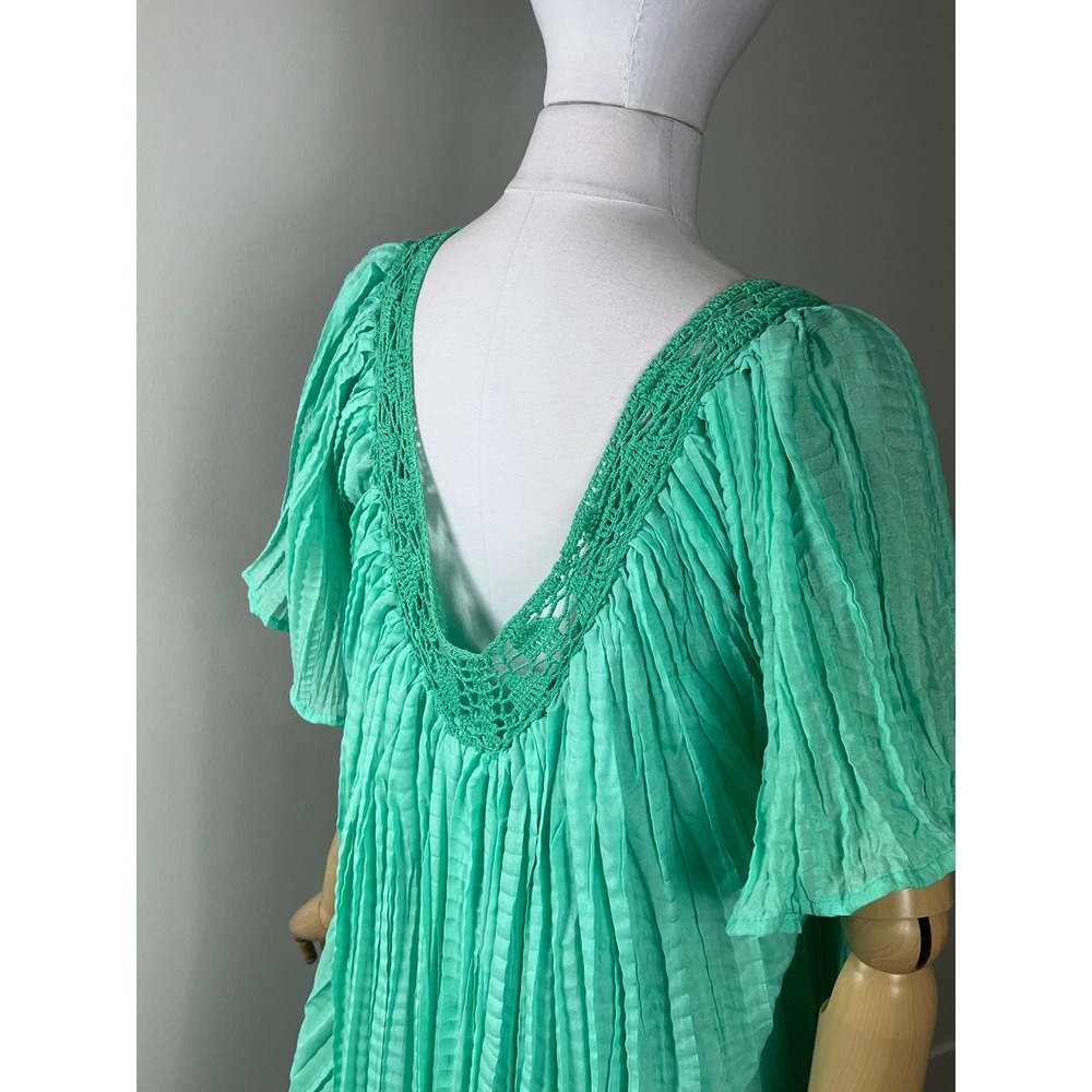 Jessica Bloom Green Maxi Mumu Dress Crochet Detail One Size‎